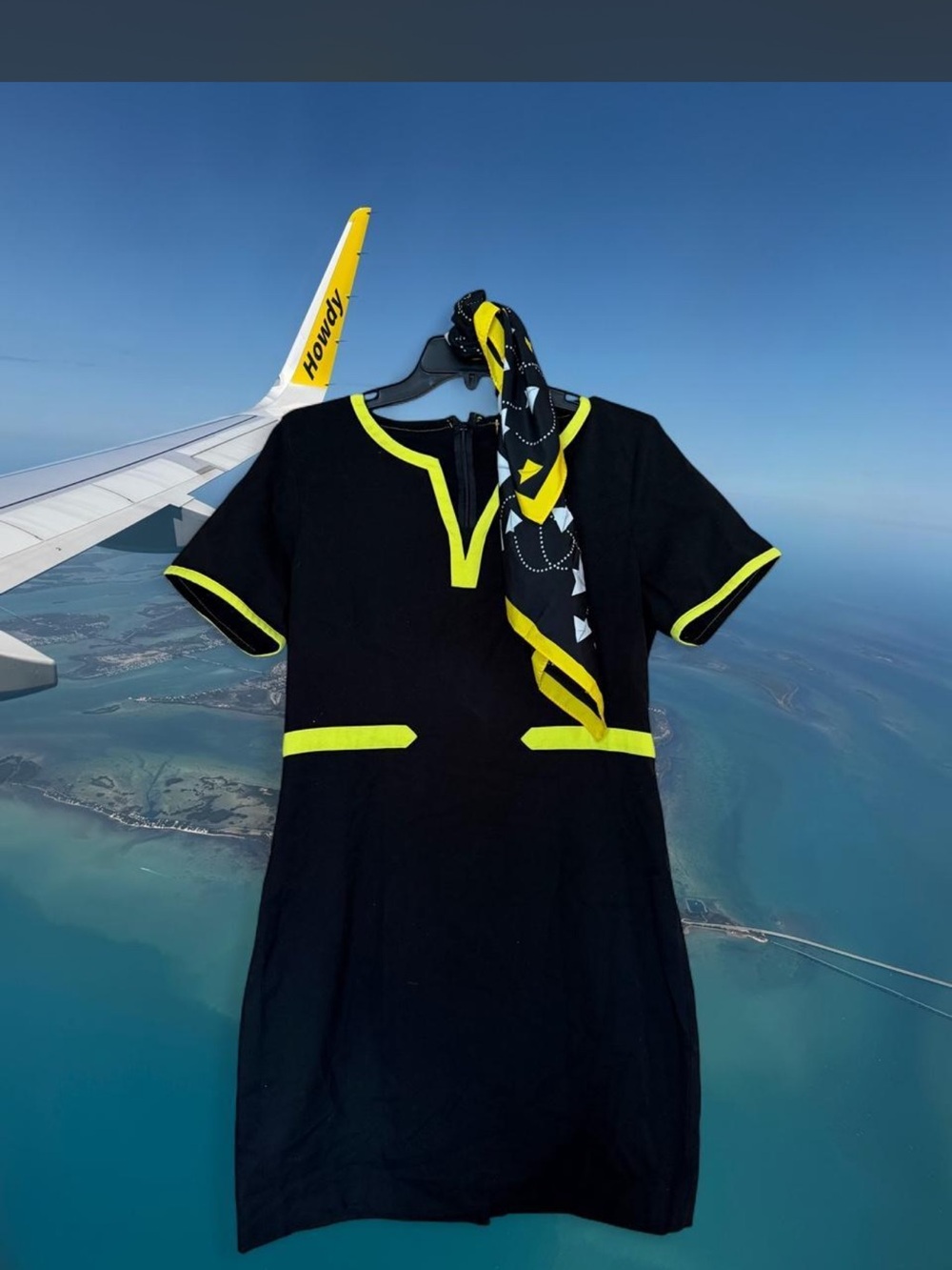 Spirit Black Dress with Neon Yellow Trim